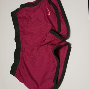 NIKE Dri Fit Mesh Athletic Shorts Womens Sz Small Cranberry Gray Waist & Trim